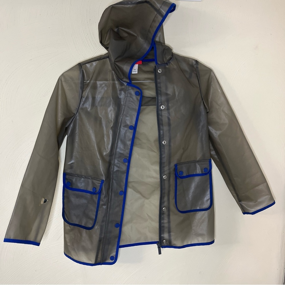 Hunter Kids Unisex Transparent Raincoat with Blue Trim